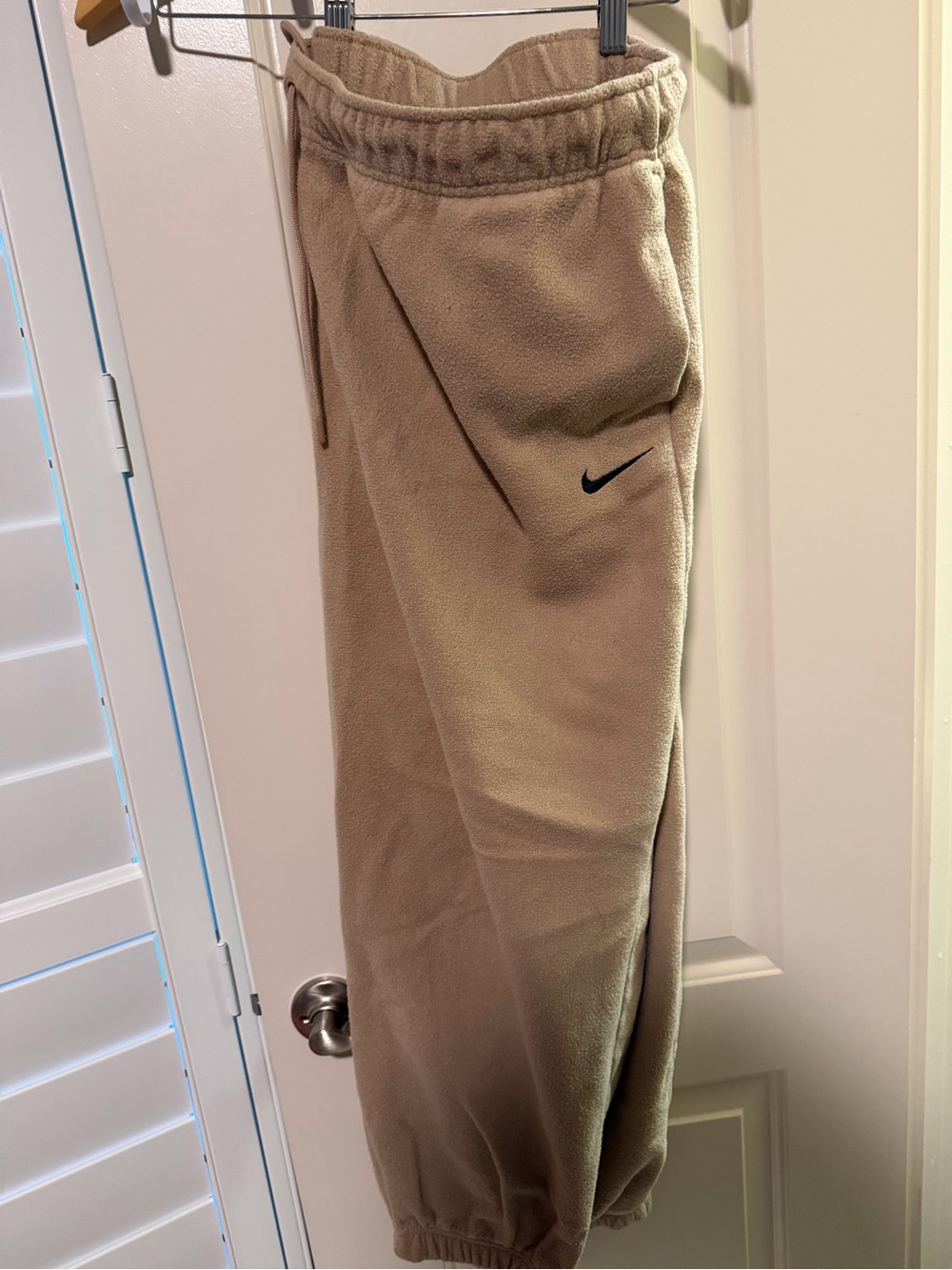 Nike Tan Fleece Joggers with Black Swoosh